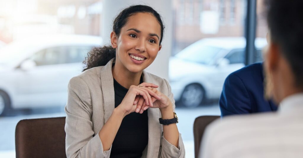 HR lady doing a job interview in the office.