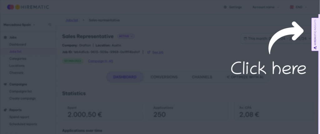 Screenshot displaying where Hirematic Insights are located